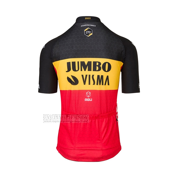 2022 Cycling Jersey Jumbo Visma Black Yellow Red Short Sleeve and Bib Short